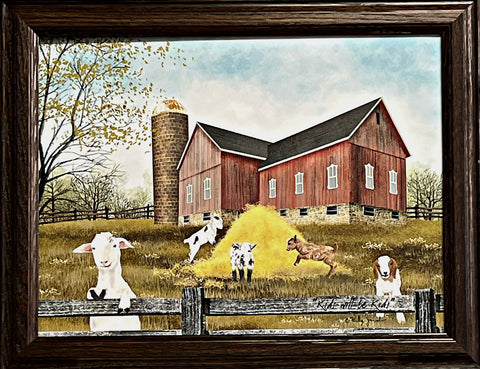 Billy Jacobs Framed Goat Farm Art Print Kids will be Kids Studio Canvas (18.5"x14.5")