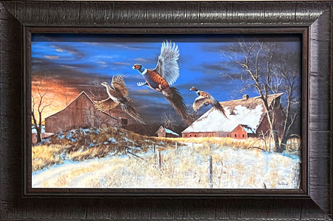Jim Hansel Homestead Pheasant Farm Art Print Framed 22 x 14
