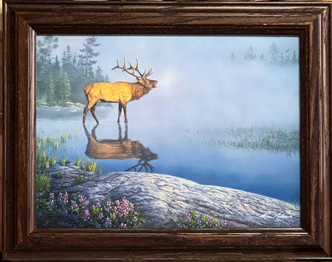 Kim Norlien framed Decorator Elk Art Print Bugle Boy (14.5x10.5)