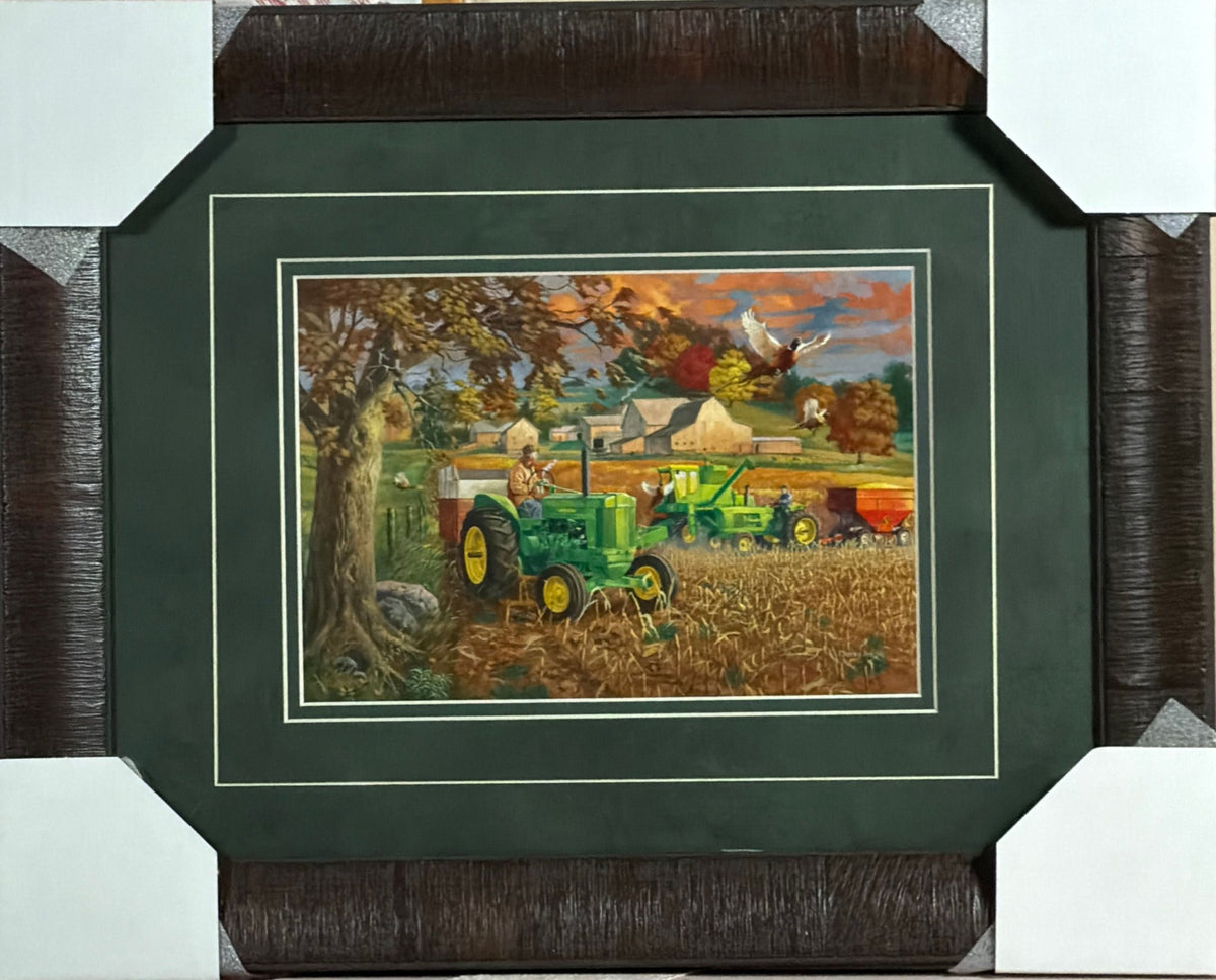 Charles Freitag Bumper Crop Farm Tractor Art print-Framed 19 x 15