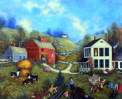 Linda Nelson Stocks "No Place Like Home" Farm Church Print Image Size 24" x 20"