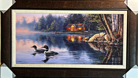 Darrell Bush Echo Bay S/N Cabin Loon Art Print-Framed 39 x 23