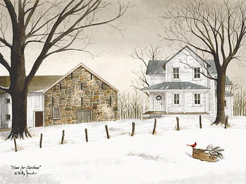 Billy Jacobs Home for Christmas Farm Cardinal Art Print 12 x 9