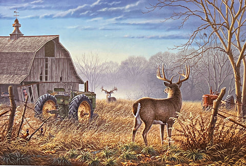 Larry Zach-Old Rivals-Whitetails Deer Art Print- 11 x 7.5