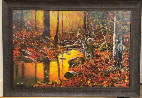 Jim Hansel Close Encounter Deer Fall Art Print-Framed 34 x 24
