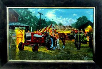 Horse Power Art Print By Dave Barnhouse Signed Framed Tractor County fair-FREE SHIPPING