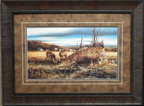 Terry Redlin Sharing the Bounty Deer Pheasant Print-Framed 27.5 x 20.5