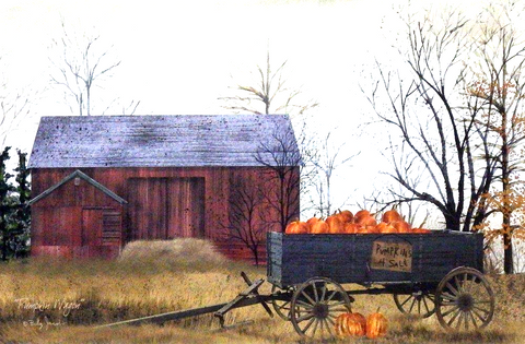 Billy Jacobs Pumpkin Wagon Farm Barn Art Print 12 x 9