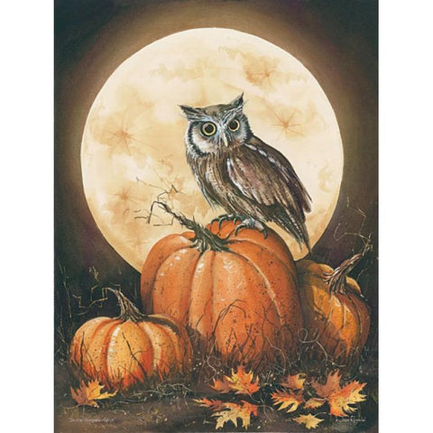 John Rossini In the Pumpkin patch Owl Art Print