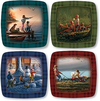 Wild Wings Kids at Play Square Mini Collector Plates by Terry Redlin,