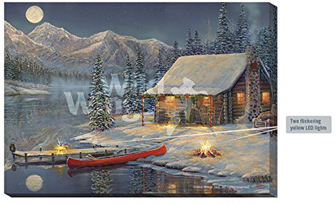 A Cozy Christmas Lighted Wrapped Canvas by Sam Timm
