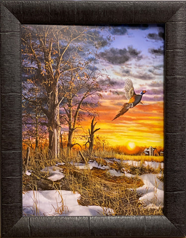 Jim Hansel Autumn Ringnecks Pheasant Art Print-Framed