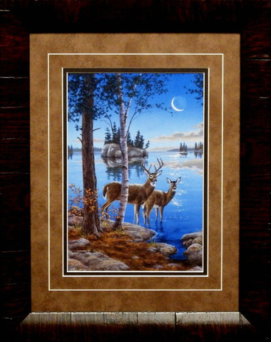 Darrell Bush Night Cap Deer Art Print-Framed