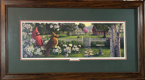 Kim Norlien Country Music Cardinal Farm Art Print-Framed 34 x 19