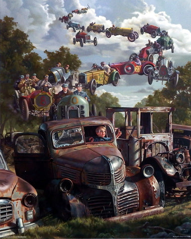 Bob Byerley Children's Print Dreaming about racing cars