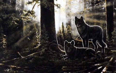 Andrew Kiss Wolf Art Print BLACK WATCH