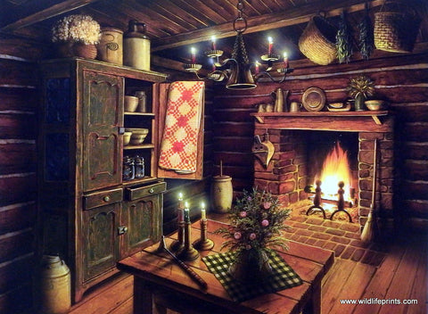 Doug Knutson Primitive Log Cabin Art Print 