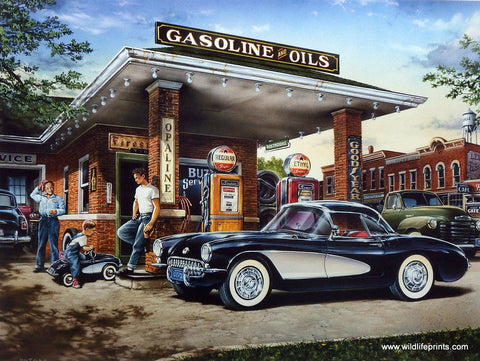 Dan Hatala Classic Car Corvette Picture FULL SERVICE Old Gas Station