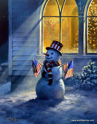 Don Kloetzke Patriotic Snowman Christmas Print
