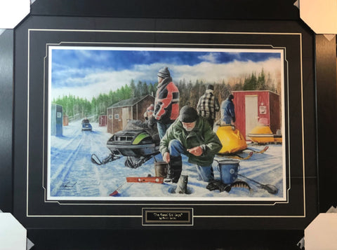 Kevin Daniel Good Old Days Fishing Snowmobile S/N Art Print-Framed