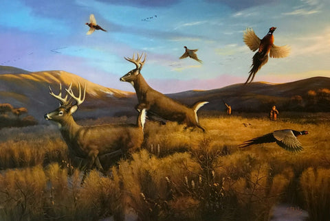 Leo Stans Grand Finale Deer Pheasant Hunting Art Print