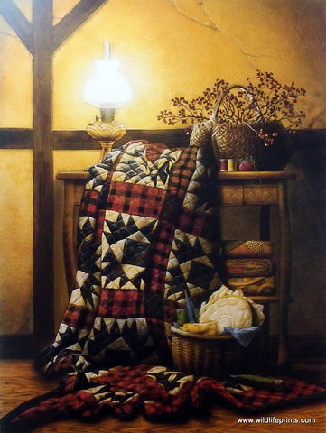 Doug Knutson Art Print Grandma's Quilt Old Sewing Scene