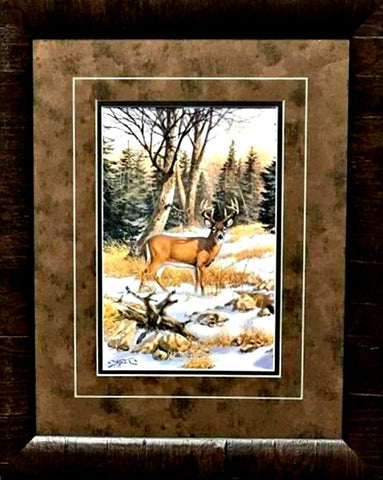 Derk Hansen On the Edge of the Woods Deer Art Print-Framed 17 x 21