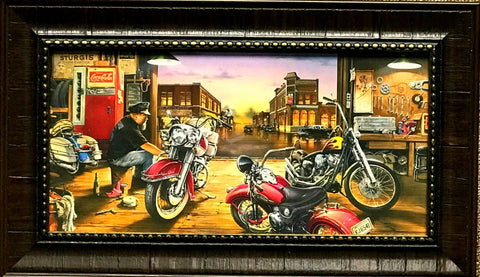 Dan Hatala Ready to Rumble Motorcycle Shop Art Print-Framed