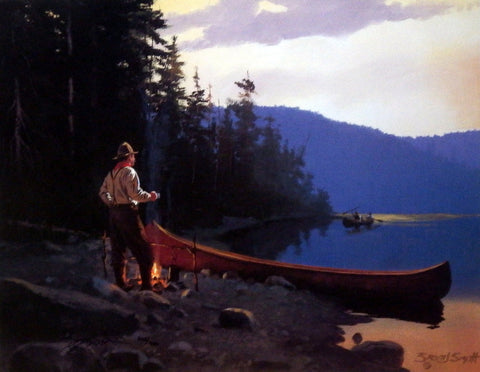 Brett Smith Vintage Mountain Camping Canoeing Print
