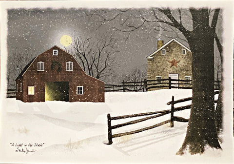 Billy Jacaobs A light in the stable Canvas Christmas Art-20 x 14