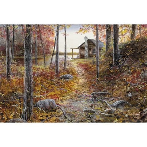 Jim Hansel Whispers of Autumn Cabin Lake Art Print