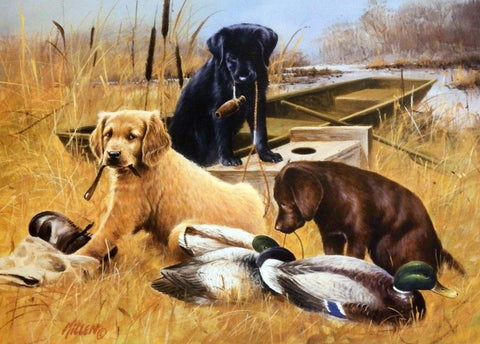 James Killen Marsh Buddies Duck Hunting Puppies Print