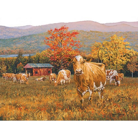 Bonnie Mohr Autumn's Gold Cow and Farm Art Print