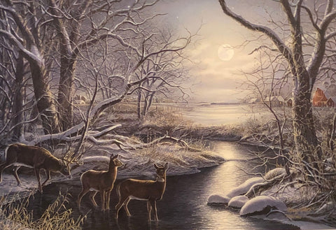 James Meger Silent Night Deer Creek S/N Art Print 24 x 16