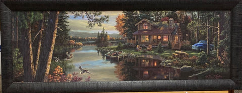 Kim Norlien Peace Like a River Cabin Lake Art Print-Framed  39 x  15