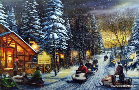 Kevin Daniel Poker Run - 29" x 19" Signed and Numbered Snowmobile Art Print