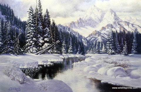 Art Print of a Winter Mountain Scene