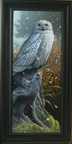 Jerry Gadamus Snowy Rapture S/N Owl Art Print-Framed