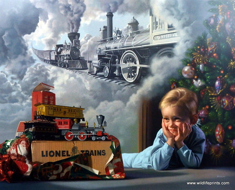 Bob Byerley Children's Print Playing Railroad Locomotive Engineer