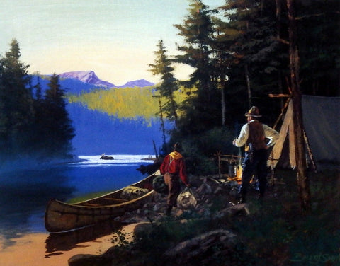 Brett Smith Vintage Camping Canoeing Fishing Print