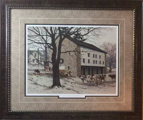 Bonnie Mohr Winter Reverence Country farm Art Print-Framed