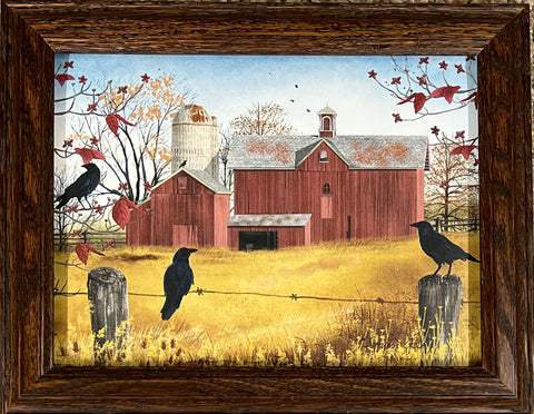 Billy Jacobs Autumn Gold crow Farm Art Print-Framed 14.5 x 11.5