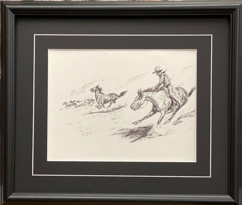 Will James Keeping the Herd Together Cowboy Wild Horse Art Print Framed