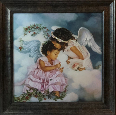 Sandra Kuck Sharing the Love Children Angel art print-Framed