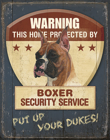 Mia Lane metal sign about boxer dogs