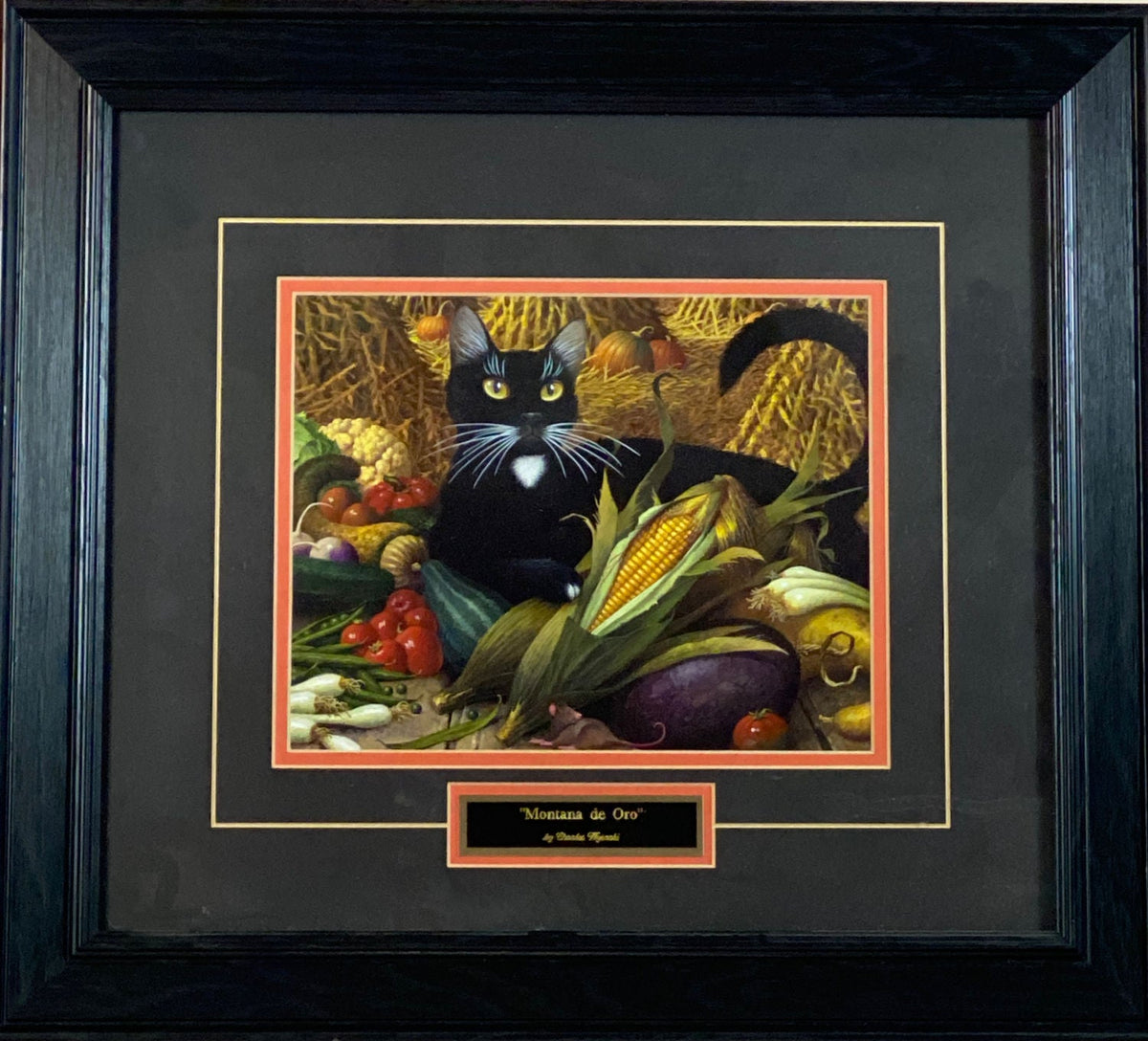 Wysocki Montana de oro Cat Fall Harvest Art Print-Framed 19 x 17