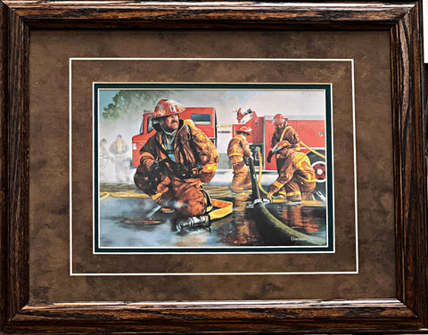 Charles Freitag Breakin it Down Fireman Art Print-Framed 18.5 x 14.5