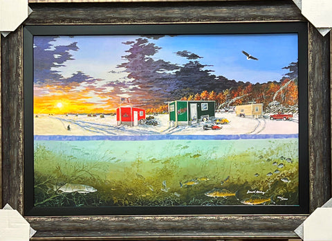 Don Blakney Ice Castle-Framed Ice Fishing S/N Art Print-Framed 35.5 x 25.5