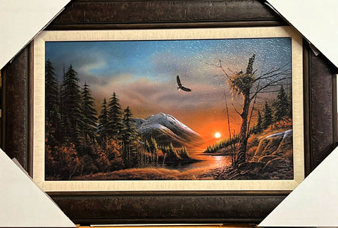 Terry Redlin Flying Free Eagle Mountain Art Print Framed  32 x 22