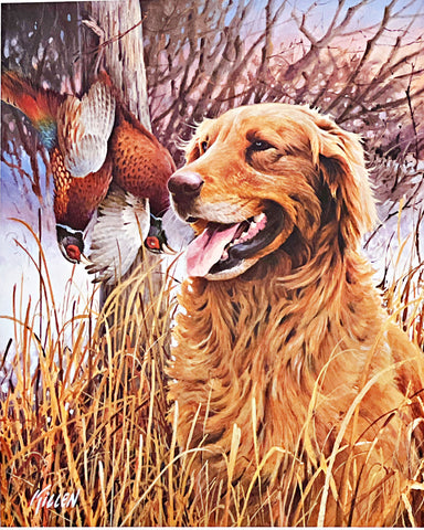 Jim Killen Sporting Dog Open Edition Art Print That's My Dog-Golden Retriever with Pheasant (14"x17")